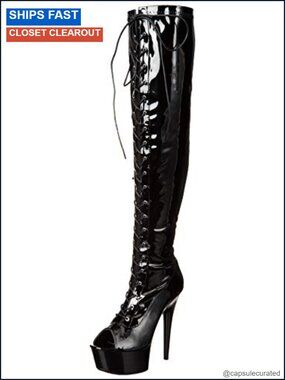 Thigh High Stiletto Peep Toe Boots Synthetic Women's Dress Boots